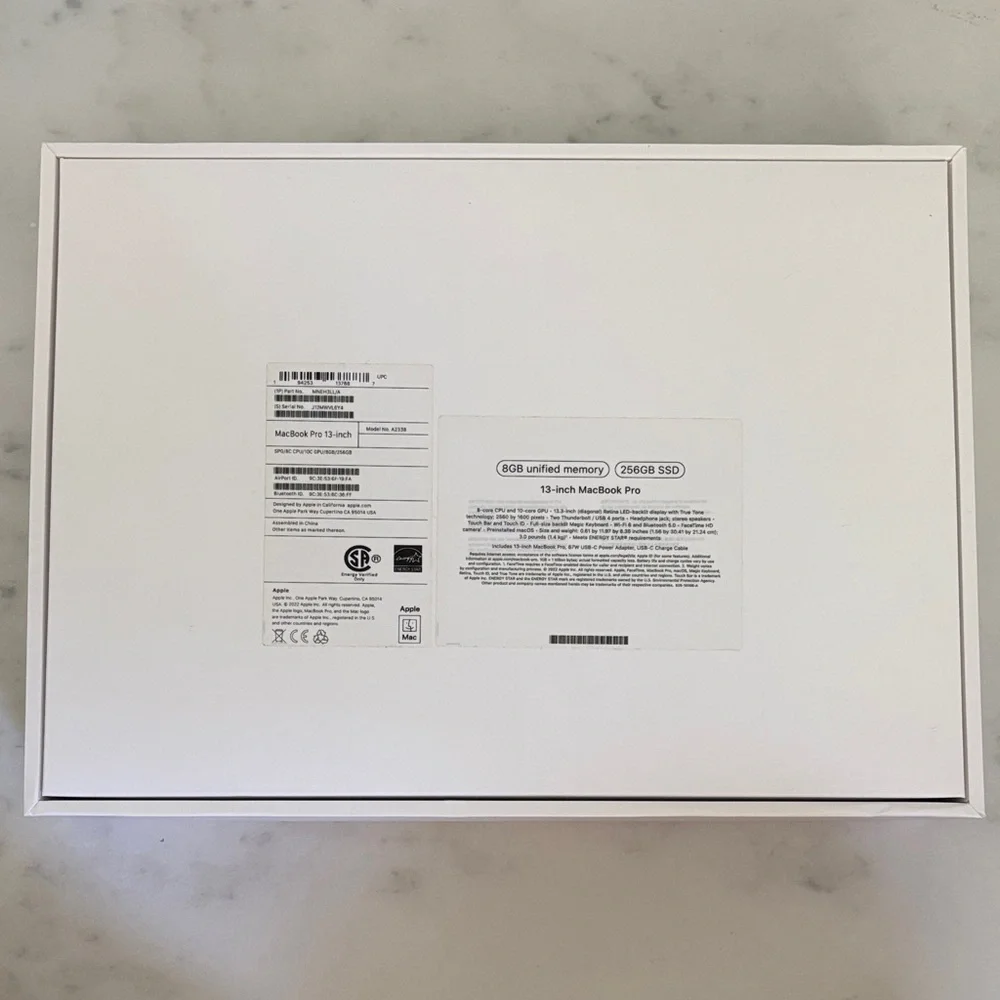 Apple MacBook Pro 13” Empty Box and Bag
